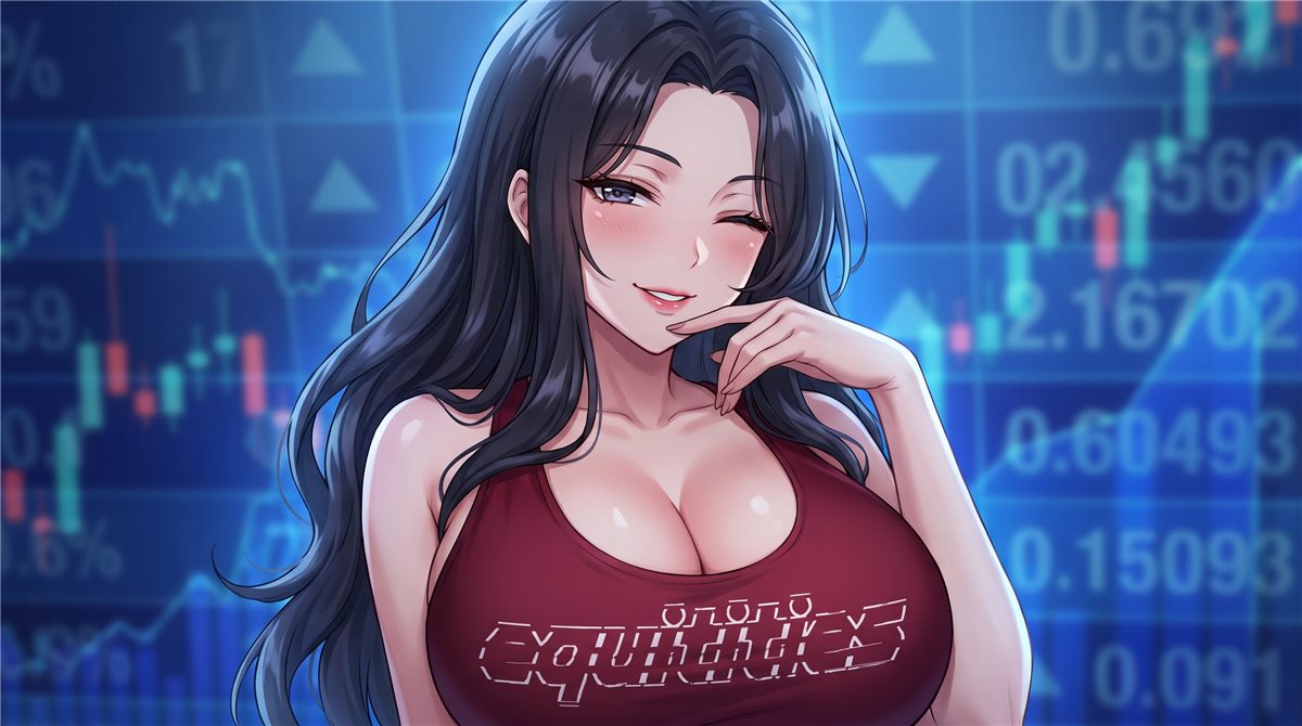 Winking Equititties girl in red top